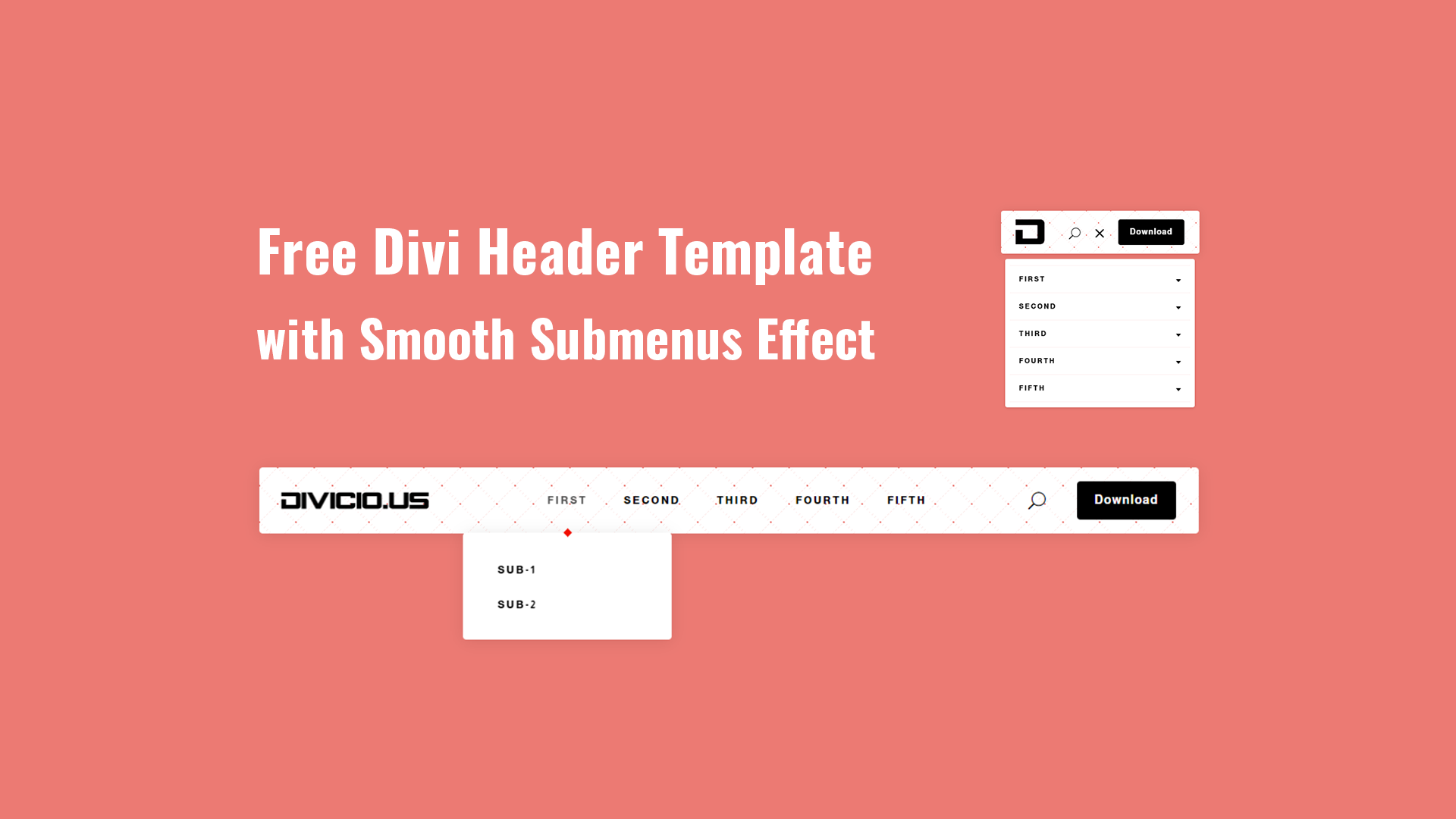 Free Download: Divi Header Template With Smooth Submenus Effect