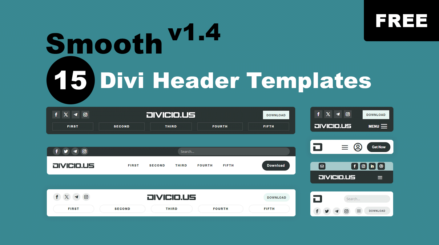Smooth Divi Header Templates Pack Demos