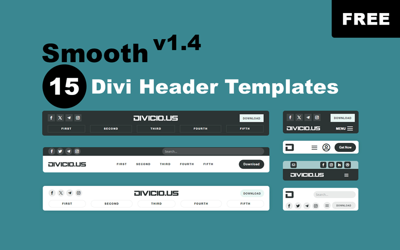 Free download Smooth Divi Header Templates Pack