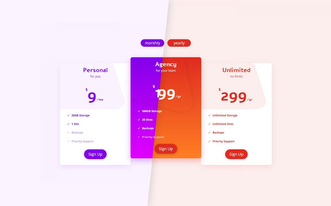 Free Download: Divi Pricing Sections with Monthly-Yearly Switch