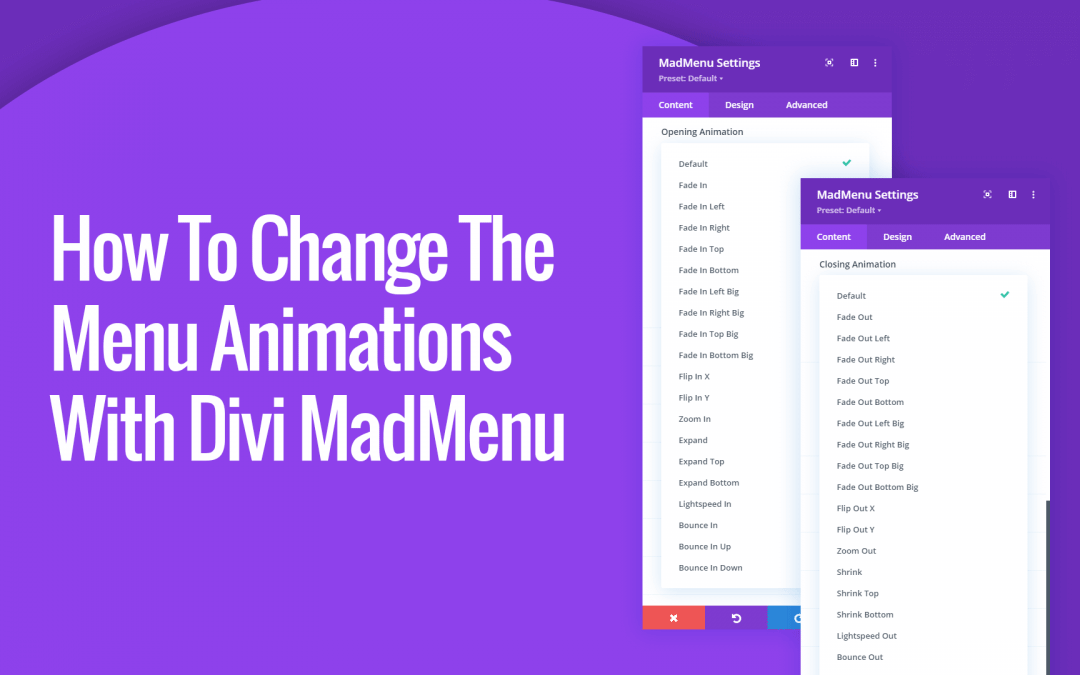 How To Change The Desktop And Mobile Menu Animations with Divi MadMenu