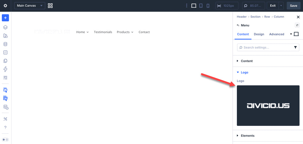 Add the logo in Divi Menu module settings.