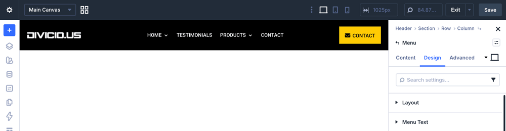 Divi header final result.
