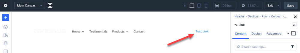 Divi header with all elements added.