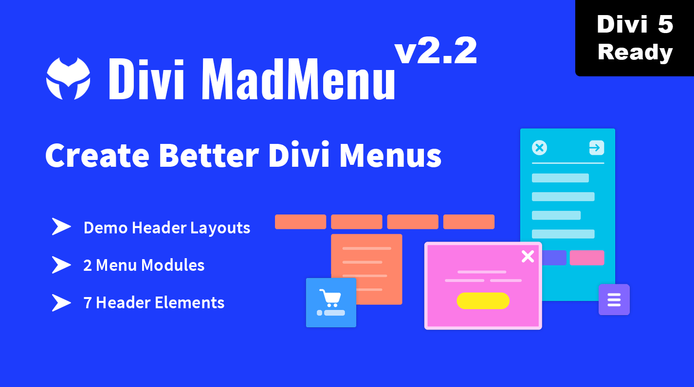 Divi MadMenu v2.2 introducing the Nested Modules feature for Divi 5 version.
