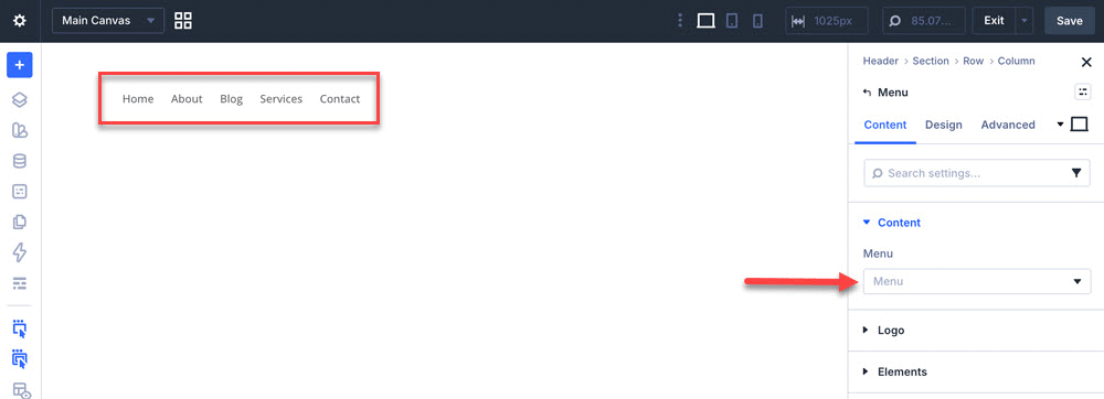 Divi Menu module assigns a menu automatically.