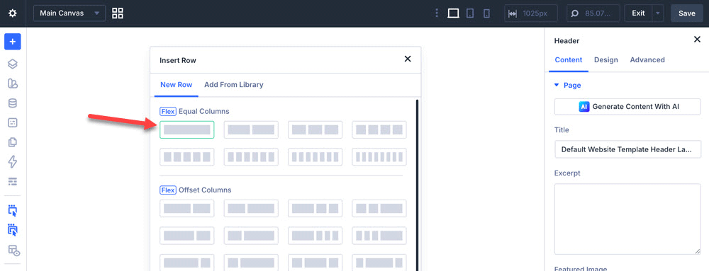 Select a one-column row.