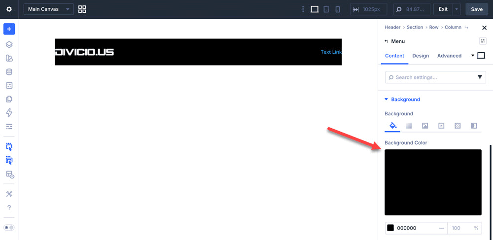 Set Divi Menu module background color.