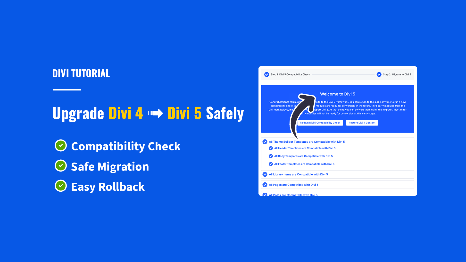 Safely Upgrade From Divi 4 to Divi 5 (Compatibility Check, Safe Migration and Easy Rollback)