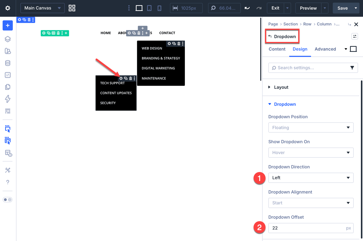 Add a second level submenu and adjust it's alignment