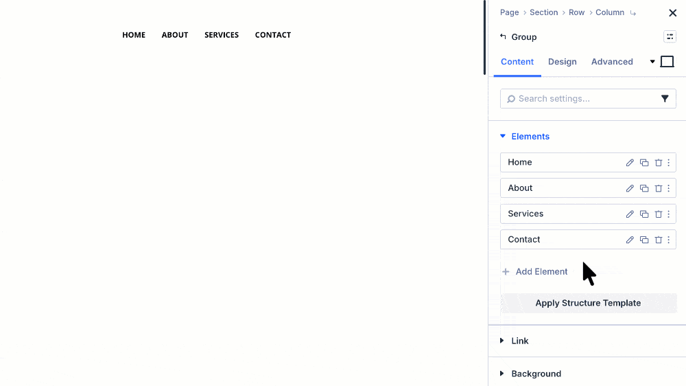 Add a Dropdown module into the Services item Link module