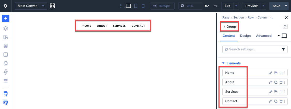Add text for each item in the Link module settings
