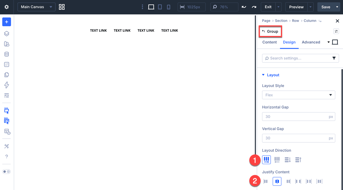 Align items horizontally inside the Divi Group module
