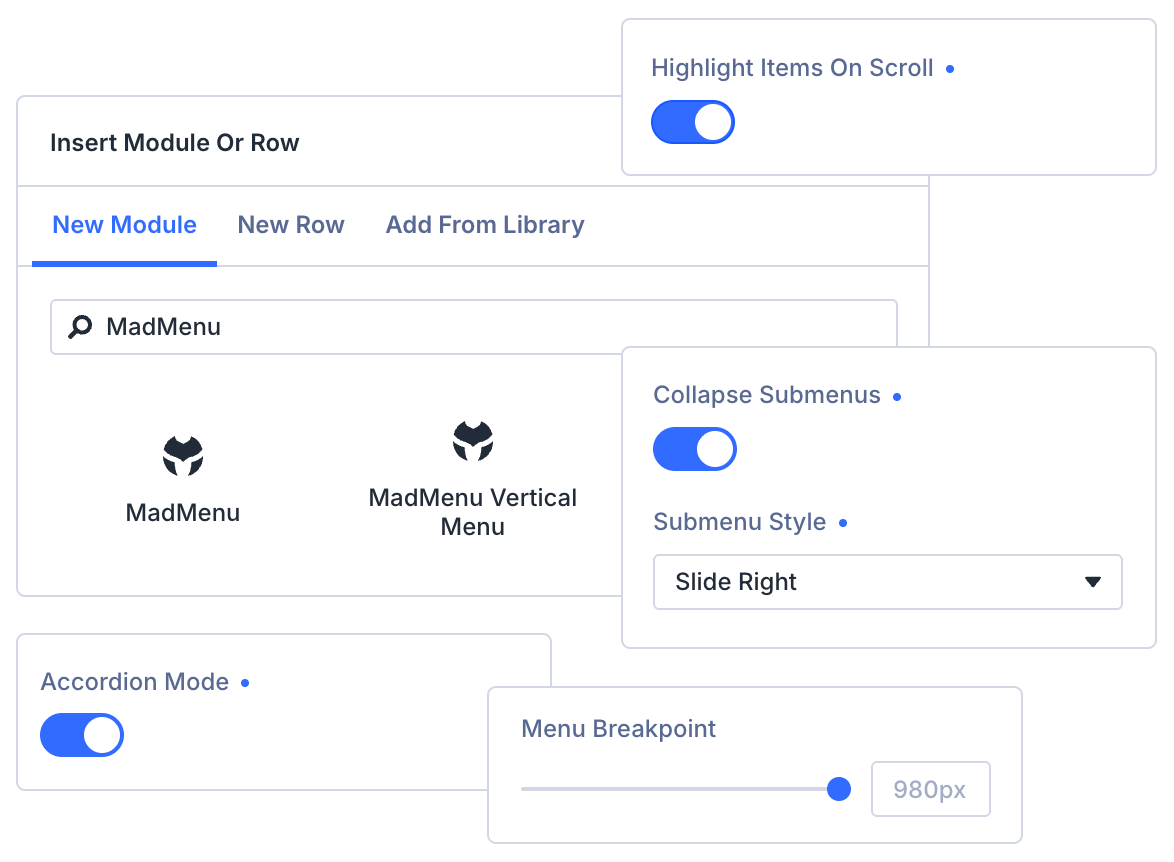 Divi MadMenu desktop and mobile menu features