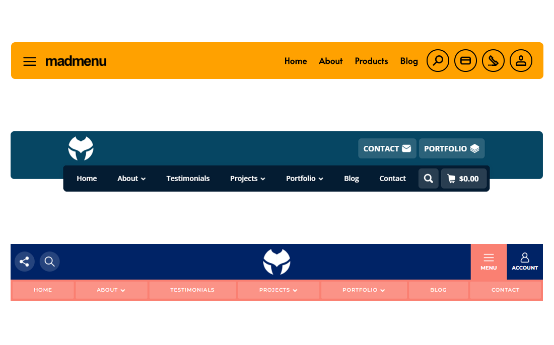 Divi MadMenu desktop headers demo