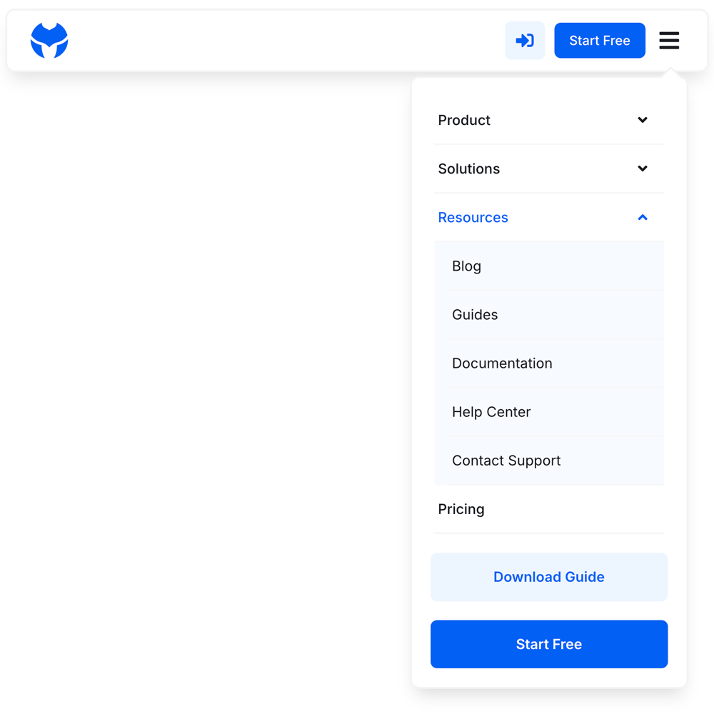 The SaaS mega menu header template for Divi 5 preview on tablet